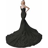 Zeeyecie Mermaid Tulle Wedding Dresses Lace Applique Corset V-Neck Sparkly Bridal Gowns with Train for Brides