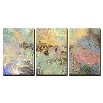 3 Piece Canvas Wall Art - Scratched Acrylic and Oil Paints Layers - Sgraffito - Modern Home Art Stretched and Framed Ready to Hang - 24
