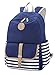 Veenajo Casual Lightweight Canvas School Backpack Laptop Bag Shoulder Daypack Handbag Navy