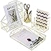 Simmer Stone Desk Organizer Set, 4 in 1 Decorative Desk Accessories Organizer, Letter Sorter, File Holder, Desk Tray and Pen Holder, Gold