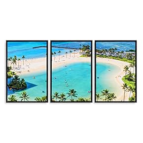 3 Piece Framed Canvas Wall Art for Living Room, Bedroom Vintage Tropical Palm Trees Canvas Prints for Modern Home Decoration Ready to Hang - 16"x24"x3 Panels