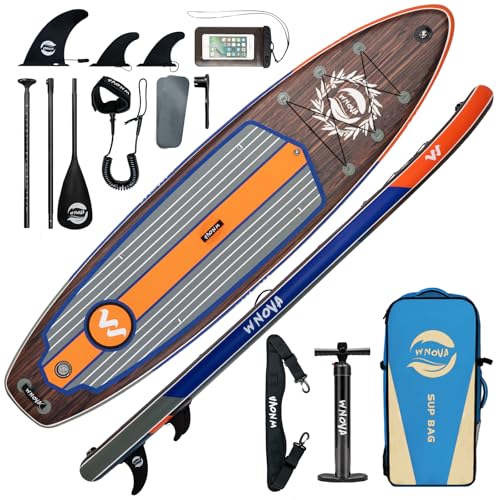 WNOVA 11' Inflatable Stand Up Paddle Board, 34" Extra Wide Stable iSUP for Adults & Youth, with Camera Mount & Premium Accessories, Non-Slip Deck for All Skill Levels