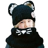 Jhua Baby Kids Warm Winter Beanies Knitted Caps Hooded Animal Ear Hat Scarves Beanie
