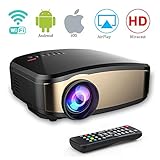 Wireless WiFi Projector,Weton Portable Mini LED Video Projector Full HD 1080P Home Theater Movie Projector with HDMI USB VGA SD AV for Home Cinema 150'' Max Dispaly