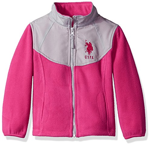 US Polo Association Baby Big Girls' Fashion Outerwear Jacket (More Styles Available), Space Dye-UA78-Fuchsia, 7/8