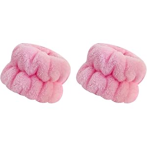 WEIAIGI Headband for Face Washing - Ultra Fine Fiber Wrist Towels for Face Washing, Pink stuff for Girls, Super Strong Water