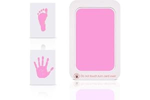 ALLONWAY Inkless Hand and Footprint Kit, Easy Clean & Safe Baby Ink Pad for Newborn, Perfect Paw Print Stamp Pad for Dogs, Cats 5 × 3 in (Pink)