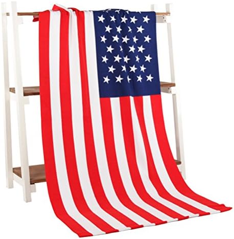 Desun 100% Cotton Oversized Large Bath Towels Softness and Absorbency Beach Towel (American Flag(thin than others))