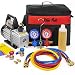 XtremepowerUS 3CFM 1/4HP Air Vacuum Pump HVAC R134a R12 R22 R410a A/C Refrigeration Kit AC Manifold Gauge Carrying Tote