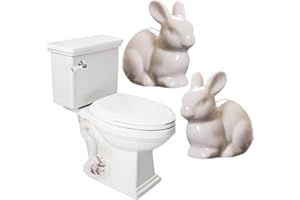 QUINCRY Ceramic Toilet Bolt Covers Decorative Animals, Frog Porcelain Toilet Bolt Caps, Fun Cute Cat Bird Bear Fish Turtle Bunny (Bunny C)