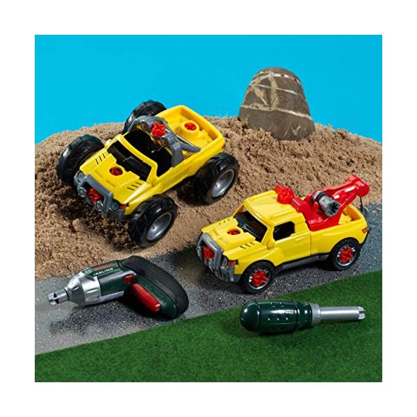 Theo Klein 8168 Bosch Truck Set, 3 in 1 I Konstruktionsset für 3 LKW-Modelle I Inkl. batteriebetriebenem Spiel… – Bild 3