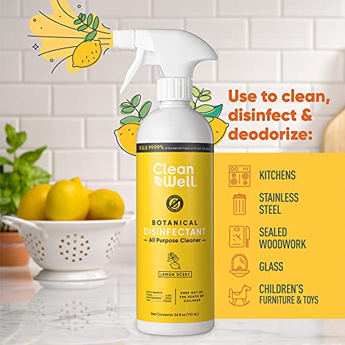 CleanWell Botanical Disinfectant All Purpose Cleaner, Lemon, 24 fl oz