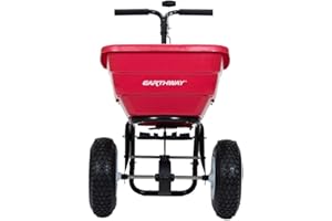 Earth Friendly Products EarthWay F80 80 LB (36 KG) Commercial Broadcast Spreader with Removable Standard Output Tray for Lawn Care Adjustable Handle Height and 13” Pneumatic Tires