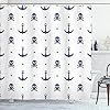 Ambesonne Anchor Shower Curtain, Anchors and Skulls Crossed Bones Dots Pirate Horror Fear Seaman Illustration Art, Cloth… 51MdvzcB%2BYL. SS100