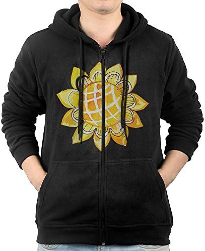 Yellow Orange Sunflower Illustration Men's Hoodie With Pocket