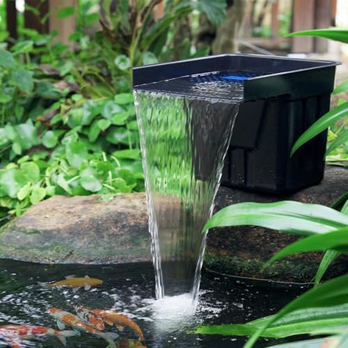 POPOSOAP Pond Waterfall with 4500 L/H Pond Pump, 3m Corrugated Tubing, Filter Media, Pond Waterfall Filter for Outdoor Garden Pond, Streams, Water Features