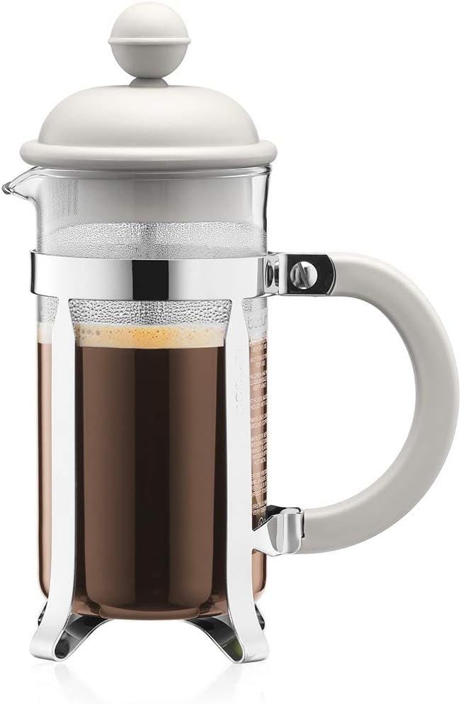 Bodum 1913-913 CAFFETTIERA Kaffeebereiter (French Press System, Permanent Edelstahlfilter, 0,35 liters) cremefarben