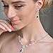 EVER FAITH Crystal CZ Bridal Eye-Shaped Tear Drop Pendant Jewelry Set Sapphire Color Silver-Tone