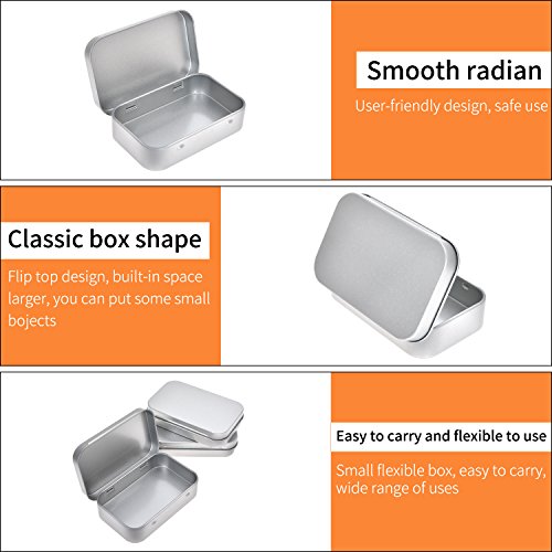 Aybloom Metal Rectangular Empty Hinged Tins - 30 Packs Silver Mini Portable Box Containers Small Storage Kit & Home Organizer