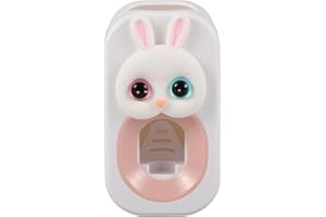 FOMIYES Automatic Toothpaste Dispenser Wall Mounted Toothpaste Holder No Drilling Required Cute Bunny Squeezer for Kids Family