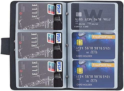 LEXCAR Genuine Leather Credit Card Holder Book Business ID Card Case Credit Card Organizer Business Name Card Holder Book ID Card Organizer Book Style Credit Card Holder with 96 Slots-Black