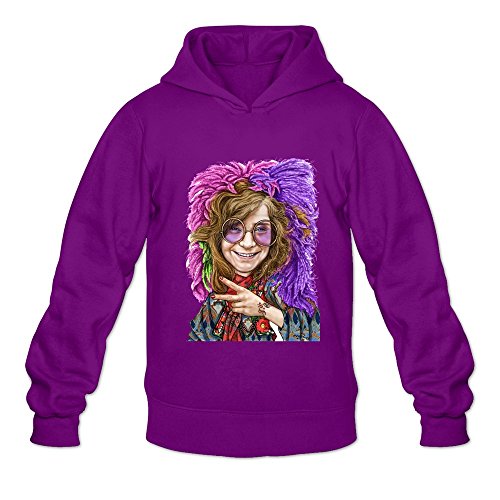 Crystal Men's Janis Joplin Long Sleeve Hoodied Sweatshirt Purple US Size XXL