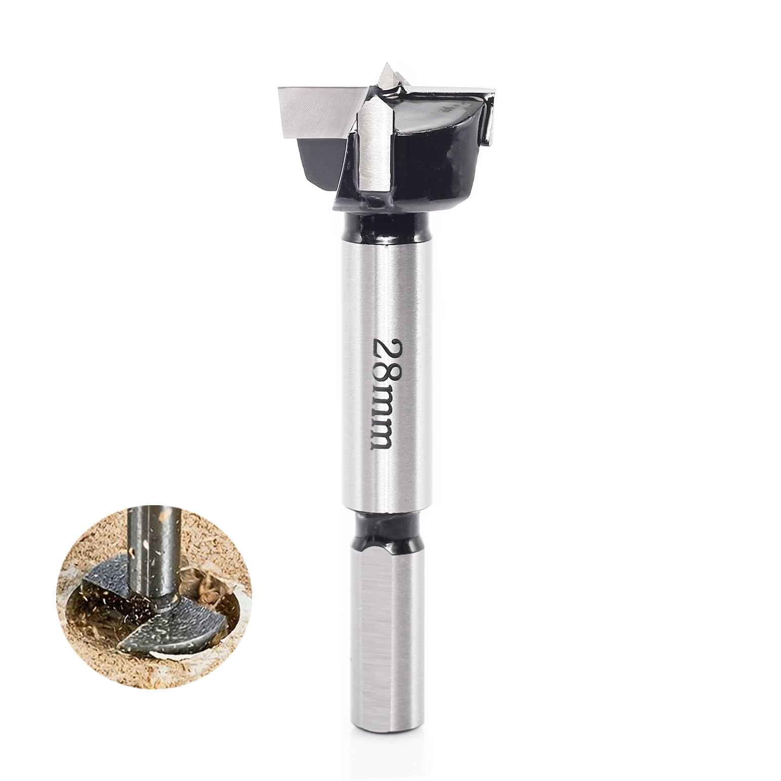 Sinoprotools Forstner Bit 1-7/64 Inch 28mm - Carbide Tipped Forstner Drill Bits - Forstner Bits for Woodworking Hole Saw Auger Opener, Drilling Boring Bit, for Hard Wood Plastic Plywood