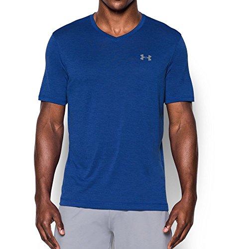 Under Armour Men's Tech V-Neck T-Shirt, Royal/Steel, Medium