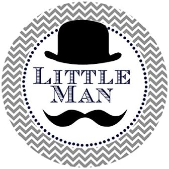 40 Favour Sticker Labels Hat Moustache Baby Shower Little Man