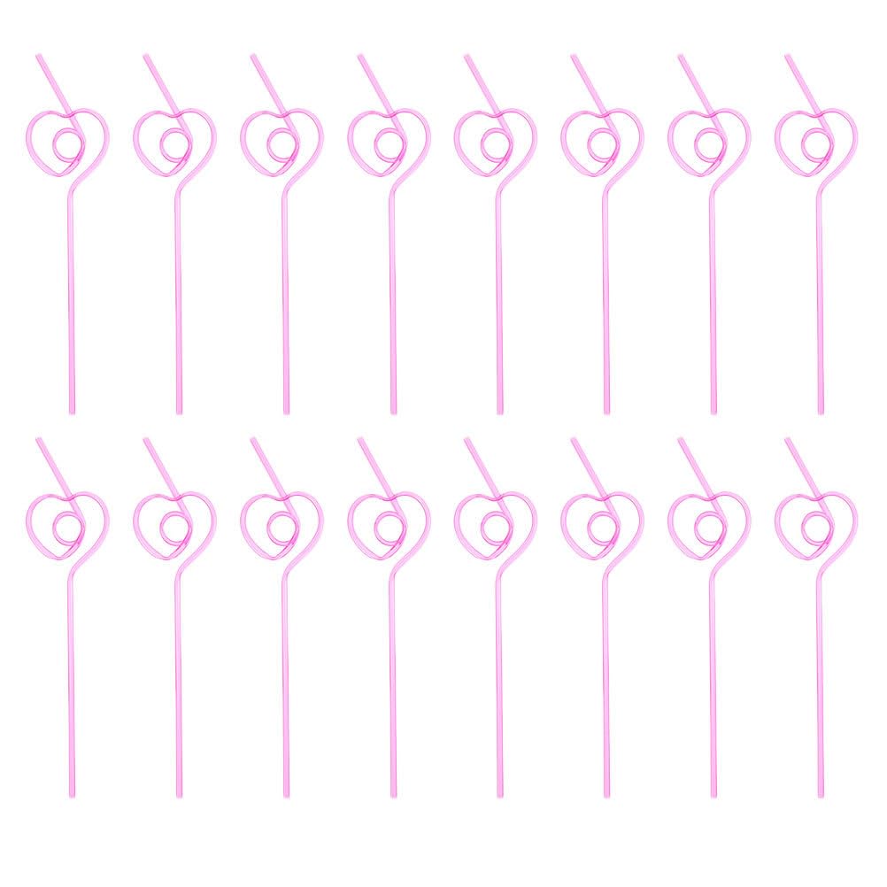 Vaguelly Reusable Heart Shape Straws 25 Pack - Flexible Cocktail Drink Straws for Valentines Party Suitable for Tea Cups Mugs Wine Glasses and Bottles