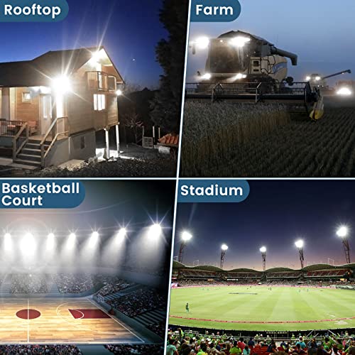 YIQIBRO Outdoor LED Spotlight 300W 2 Pieces, IP67 Waterproof 3 in 1 Outdoor LED Floodlight, 30000LM 7000K 315 LEDs Outdoor LED Light for Terrace Garden Garage Factory Stadium