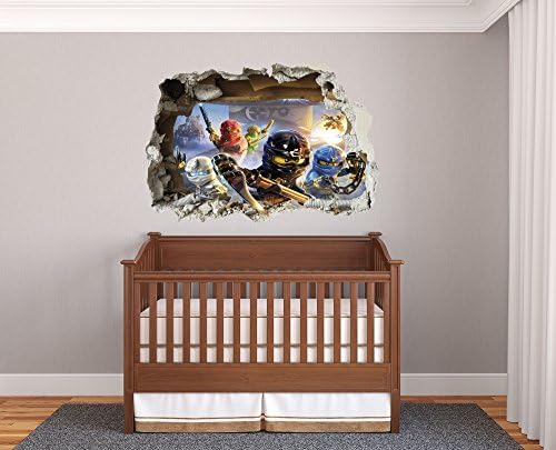 LEGO Ninjago 3D Effect - Brake Wall Effect 3D - Wall Decal For Room Boys Girls Unisex (Wide 18’’x13’' Height)