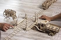 UGEARS Bundle Locomotive and Rails with Crossing Mechanical 3D Puzzle DIY Brainteaser Eco Toys by UGEARS