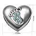 JMQJewelry Heart Christmas Birthstone Baby Love Footprints March Crystal Charm Beads for Bracelets