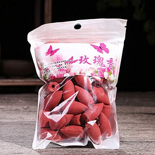 Morrenz - 45Pcs Backflow Incense Cones Natural Aroma Sandalwood Reflux Incense for Tea House Meditation Colored Smoke [Rose]