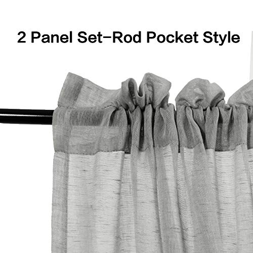 image for Turquoize Linen Sheer Curtains Rod Pocket Sheers 108 Inch Extra Long N