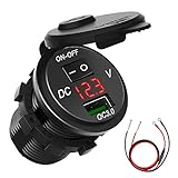 USB Charger Socket, CHGeek 18W 12V/24V Quick Charge 3.0 USB Car Charger Power Outlet Adapter Waterproof with On Off Switch LED Digital Play for Car RV ATV Boat Marine Motorcycle Mobile