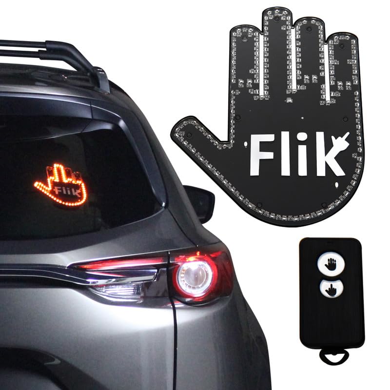Photo 1 of FLIK - THE ORIGINAL Middle Finger Light - Give The Bird & Wave to Drivers - Hottest Gifted Car Accessories, Truck Accessories Car Gadgets Road Rage Signs for Men, Women, Teens - Funny Back Window Sign