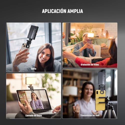 NEEWER Básico LED Selfie Luz Teléfono, Luz Relleno con Clip Recargable 2500-9000K, Películas en Color/Difusor/3000mAh, Luz Videoconferencia Regulable CRI95+ para iPhone Cámara Laptop Zoom Call,BL120B