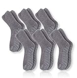 Pembrook Non Skid / Slip Socks – (6-Pack – Gray) – Hospital - Fuzzy Slipper Socks – Great for adults, men, women. Designed for medical hospital patients but great for everyone