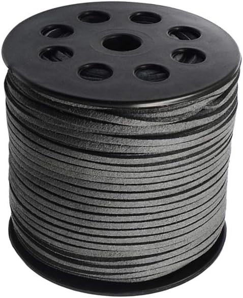 JEWELEADER 1 Roll 98 Yards Faux Suede Cord 3mm Korean Velvet Flat Leather Lace Strap Beading Thread Micro Fiber for Jewelry Making Necklaces Braided Bracelet Tassel Bow - Dark Slate Gray