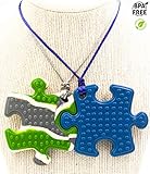 Sensory Chew Necklace Premium Strength (2 Pack) for Boys, Girls, Kids and Adults. Great for Severe Chewers Autism, ADHD, Baby Teething, Silicone Puzzle Autism, Awareness Necklace Camo & Dark Blue