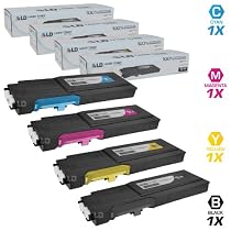 LD &copy; Dell Compatible C2660/C2665dnf Set of 4 High Yield Toner Cartridges Includes: 1 593-BBBU Black, 1 593-BBBT Cyan, 1 593-BBBS Magenta, and 1 593-BBBR Yellow