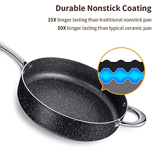 Nonstick Frying Pan, Saute Pan 11 inch, Deep StoneDerived NonStick