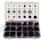 Ram-Pro 125 Piece Rubber Grommet Eyelet Ring Gasket Assortment, Set of 18 different sizes, with See-through Divided Organizer Case – Ideal for Automotive, Plumbing, and PC hardware/Piano repair etc.