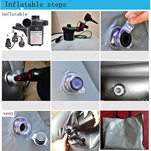 FLY5D Inflatable Car Mobile Cushion Seat Sleep Rest Mattress Air Bed Outdoor Sofa Mat Car Air Mattress Travel Bed Gray with Gear - Thumbnail 5