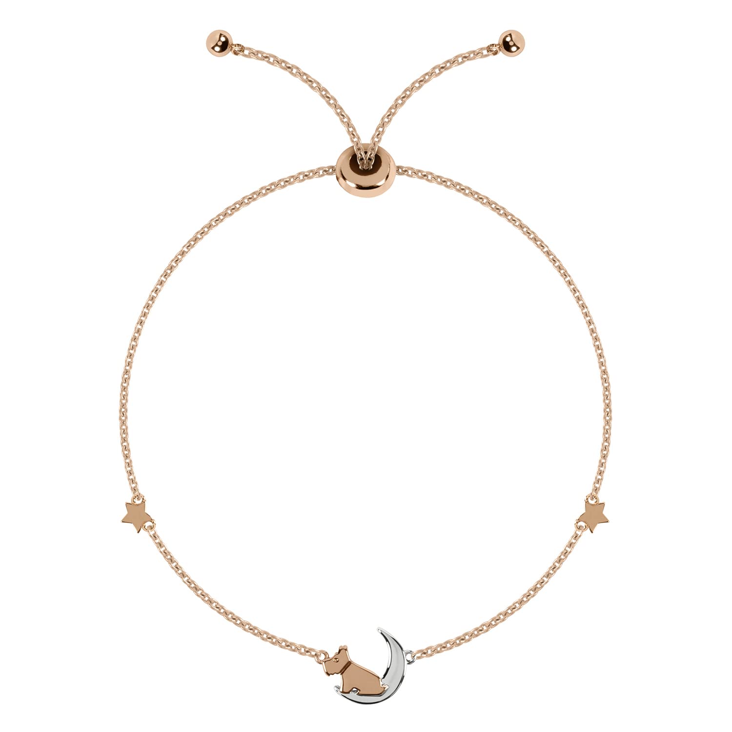 RADLEY Ladies 18ct Rose Gold Plated Sterling Silver Dog On 'moon & stars' Bracelet RYJ3129S