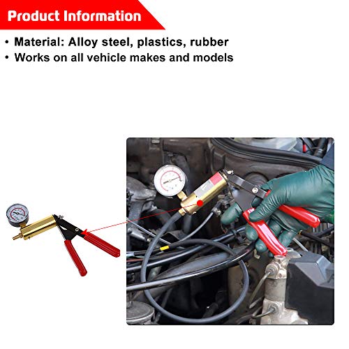 A ABIGAIL Universal Hand Held Vacuum Pump Tester Set Vacuum Gauge and Brake Bleeder Kit for Car Motorbike Moped Motor Bike with Adapters