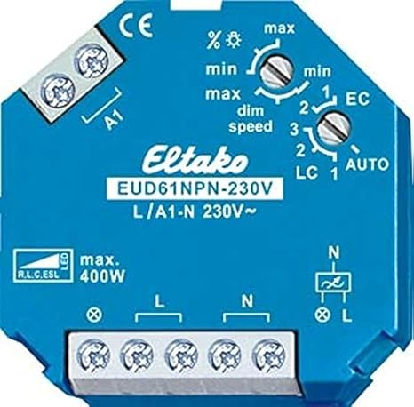 Eltako Universal-Dimmschalter 230V, Power MOSFET, ESL LED bis 400W, 1 Stück, EUD61NPN-230V