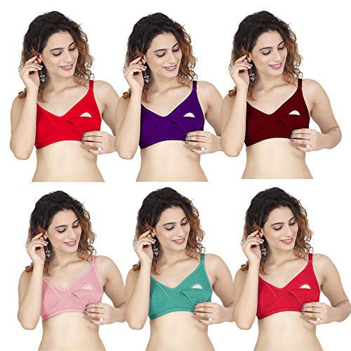 Feeding/Nursing/Maternity Bra - Multicolour, Pack of 6